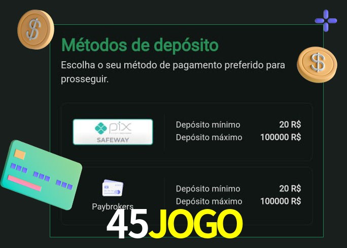 O cassino 45JOGObet oferece uma grande variedade de métodos de pagamento